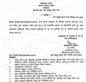 दुर्ग जिले के अपर कलेक्टर अभिषेक अग्रवाल का ट्रांसफर, बने कबीरधाम जिला पंचायत के CEO