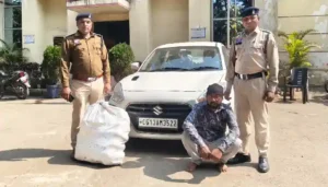 ऑपरेशन “आघात” में रायगढ़ पुलिस को बड़ी सफलता — पहाड़ मंदिर रोड पर नाकेबंदी में 2 लाख के 21 किलो से अधिक गांजा के साथ तस्कर गिरफ्तार