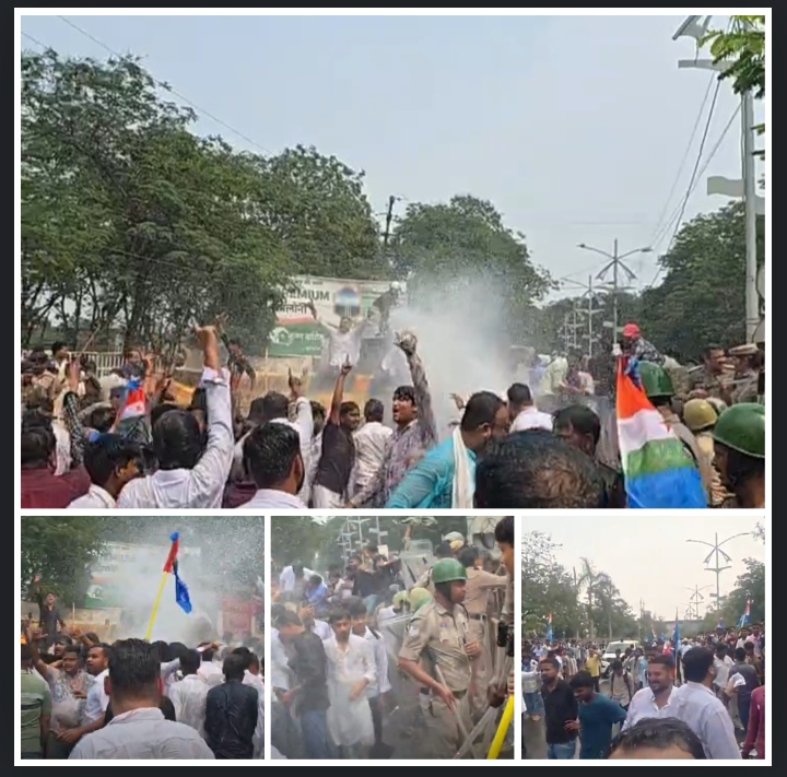 एनएसयूआई की छात्र अधिकार रैली: कलेक्ट्रेट घेराव के दौरान पुलिस ने चलाई वॉटर कैनन, कई छात्र हिरासत में