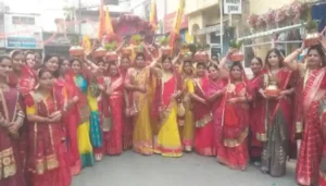 गद्दीचौक से कलश यात्रा के साथ निकली भव्य चुनरी व निशान यात्रा