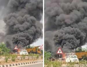रायपुर में रोड मार्किंग मशीन में ब्लास्ट, आसमान में उठा धुएं का गुबार; मची अफरा-तफरी, ड्राइवर की सूझबूझ से बचीं कई जानें