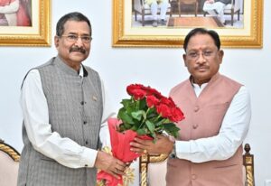मुख्यमंत्री  विष्णु देव साय से छत्तीसगढ़ राज्य पुलिस जवाबदेही प्राधिकरण के नव पदस्थ सदस्य  राजीव श्रीवास्तव ने की सौजन्य भेंट