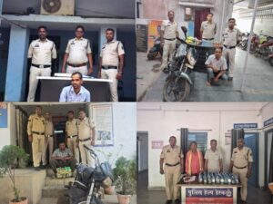 Raigarh News: ऑपरेशन आघात” के तहत ताबड़तोड़ कार्रवाई जारी, चार थाना क्षेत्रों में भारी मात्रा में अवैध शराब जब्त, 5 आरोपी गिरफ्तार
