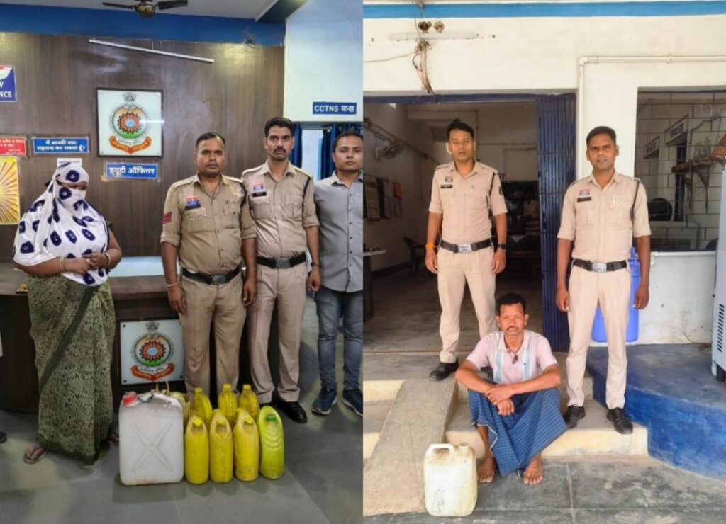 Raigarh “ऑपरेशन आघात” के तहत अलग-अलग थाना क्षेत्रों में लगातार रेड, एक दिन में 100 लीटर से अधिक अवैध शराब जप्त