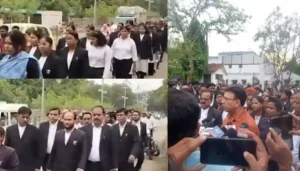 महिला अधिवक्ता की निर्मम हत्याकांड के विरोध में अधिवक्ताओं का मौन जुलूस