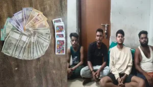 पूछापारा तालाब के पास जुआ खेलते 05 जुआरी गिरफ्तार, 8,650 रुपये नगद, 52 पत्ती ताश जब्त