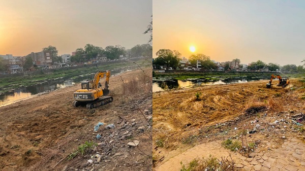 Raigarh News: केलो नदी की सफाई के लिए उतारा गया पोकलेन, दो बड़े चैन माउंटेन मशीनों से की जा रही केलो नदी की सफाई