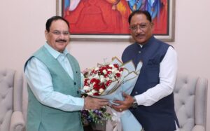 मुख्यमंत्री विष्णु देव साय ने केंद्रीय स्वास्थ्य मंत्री जे.पी. नड्डा से की सौजन्य भेंट, छत्तीसगढ़ में स्वास्थ्य सेवाओं के विस्तार और सुदृढ़ीकरण को लेकर हुई चर्चा