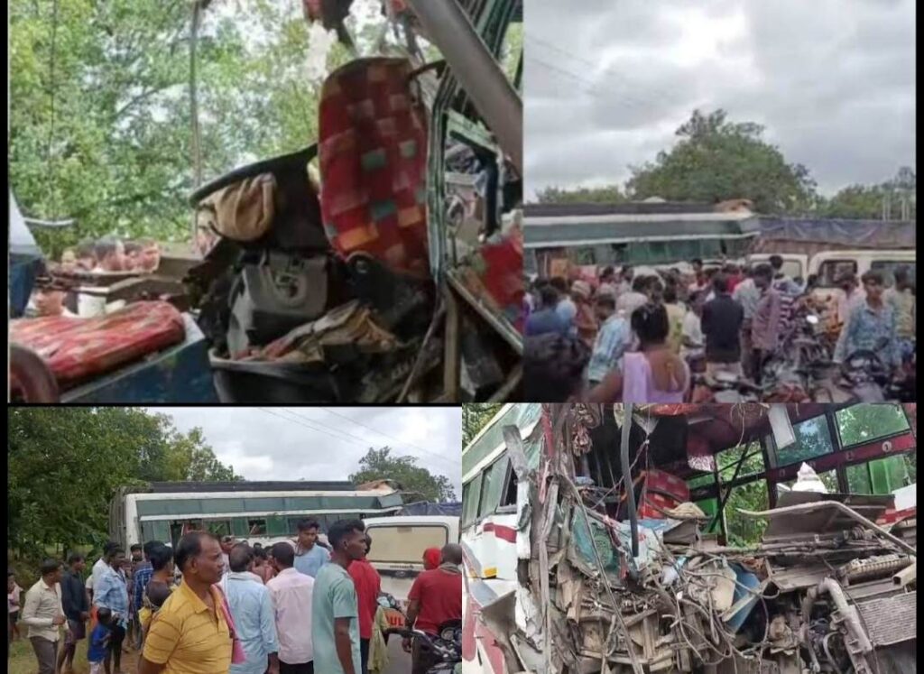 Raigarh News: रायगढ़ में बस और ट्रक के बीच टक्कर:10-12 यात्री घायल, चालक को गंभीर चोट, मौके पर पहुंची पुलिस