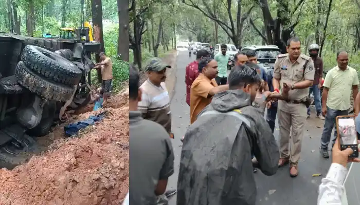 सड़क हादसे में ट्रक के नीचे दबा श्रमिक, तमनार पुलिस ने ग्रामीणों की मदद से हाइड्रा क्रेन से किया सफल रेस्क्यू