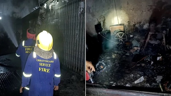 भिलाई के जवाहर मार्केट में पारख ज्वेलर्स में लगी भीषण आग, लाखों का नुकसान