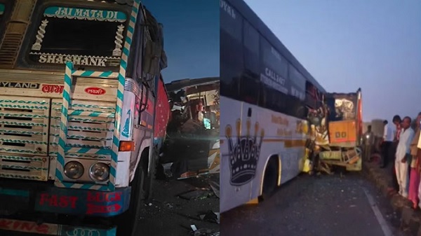 रायपुर-बिलासपुर हाइवे पर खड़े ट्रक से टकराई तेज रफ्तार बस, 3 यात्रियों की मौत, 10 घायल