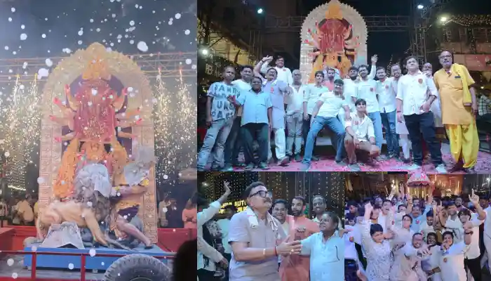 मंदिर चौक में मां दुर्गा के भव्य आगमन पर उमड़ा श्रद्धा का सैलाब, आतिशबाजी और लेजर शो ने मोहा मन