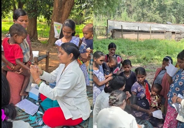 सेवा संकल्प अभियान : 8 किलोमीटर पैदल चलकर बेंगपाल पहुंची स्वास्थ्य टीम, पेड़ की छांव बनी अस्पताल, 106 ग्रामीणों को मिला उपचार, जांच और योजनाओं का लाभ