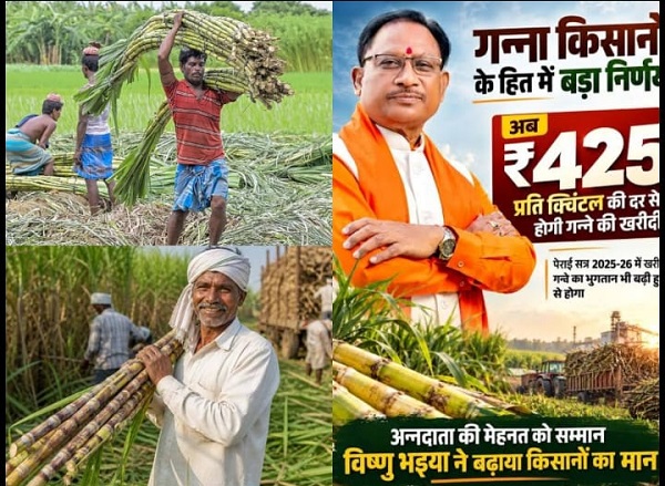 विशेष लेख : गन्ना मूल्य में छत्तीसगढ़ देश में नंबर वन, किसानों को अब 425 रुपये प्रति क्विंटल की दर से होगा भुगतान, नई दर 2025-26 सत्र से ही लागू